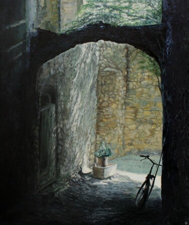 Картина под названием "Улочка в Пеосе" - Валерий Семенихин, Подлинное произведение искусства, Масло Установлен на Деревянная…