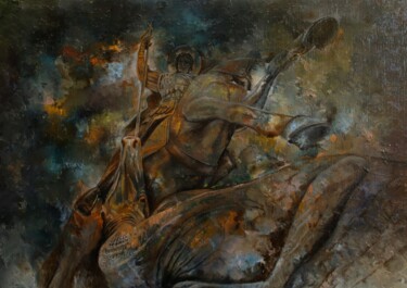 Картина под названием "Чудо Георгия о змие" - Валерий Семенихин, Подлинное произведение искусства, Масло Установлен на Дерев…