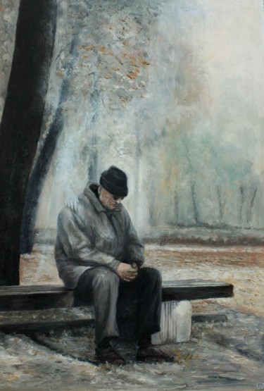 Картина под названием "Круговорот листьев…" - Валерий Семенихин, Подлинное произведение искусства, Масло