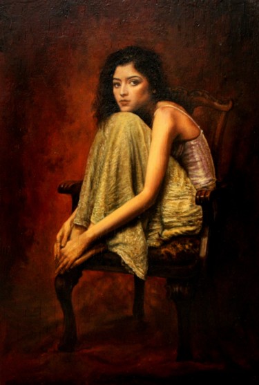 Painting titled "Дебора" by Valerii Semenikhin, Original Artwork, Oil