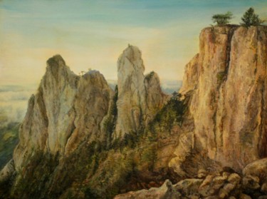 Pittura intitolato "Горные вершины" da Valerii Semenikhin, Opera d'arte originale, Olio