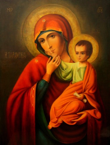 Painting titled "Образ Богоматери "О…" by Valerii Semenikhin, Original Artwork, Oil
