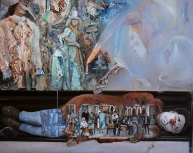 绘画 标题为“Остановка Клоуна. В…” 由Валерий Семенихин, 原创艺术品, 油 安装在木质担架架上
