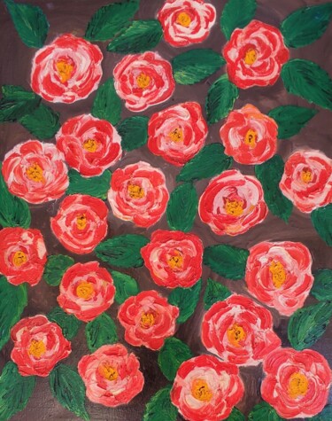 Pintura titulada "розы" por Khayrullina Venera Akhatovna (VeraKhay), Obra de arte original, Oleo
