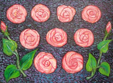 Pintura titulada "розы#2" por Khayrullina Venera Akhatovna (VeraKhay), Obra de arte original, Oleo