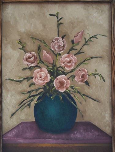 Pittura intitolato "floral-expression" da Kheder, Opera d'arte originale, Olio