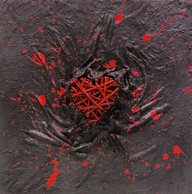 Картина под названием "LOVE EXPLOSION #1" - Khélène, Подлинное произведение искусства, Рисунок распылителем краски