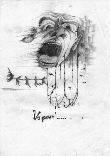 Dessin intitulée "confortably numb.jpg" par Khelifi Mohamed Amine, Œuvre d'art originale, Crayon
