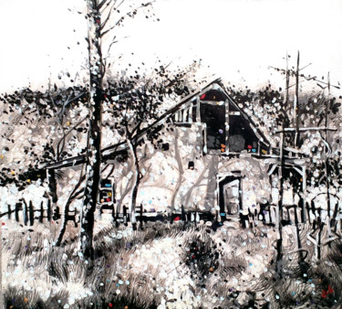Painting titled "house" by Gurami Khetsuriani, Original Artwork, Oil