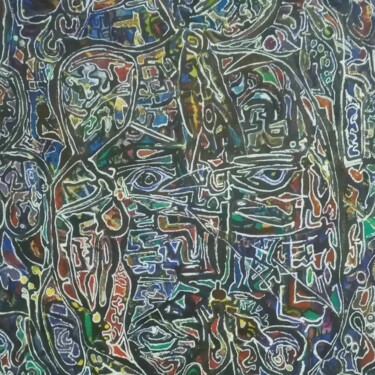 Картина под названием "face and body" - Khira Jalil, Подлинное произведение искусства, Акрил Установлен на Деревянная рама д…