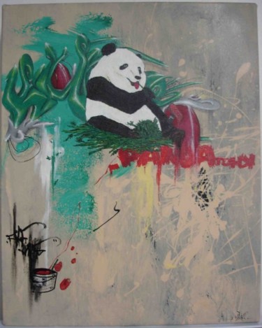 Peinture intitulée "mr panda" par Kho, Œuvre d'art originale, Huile