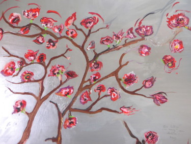 Peinture intitulée "L'arbre aux roses" par Nathalie Khod., Œuvre d'art originale, Acrylique