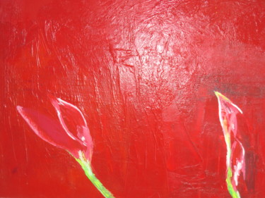 Painting titled "Rouge philosophique" by Nathalie Khod., Original Artwork, Oil
