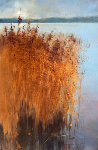 Картина под названием "Reeds" - Olga Kholodova, Подлинное произведение искусства, Масло Установлен на Деревянная рама для но…