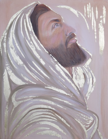 Malerei mit dem Titel "Jesus Christ" von Kholoud Androwis, Original-Kunstwerk, Öl