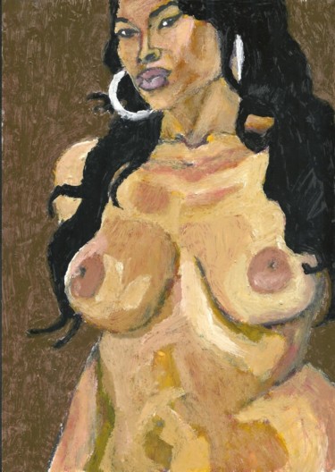 Peinture intitulée "Naomie" par Léva Ossengue-Ndenguet, Œuvre d'art originale, Huile
