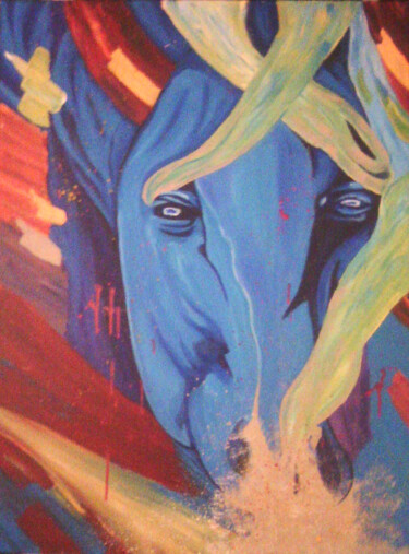 Pittura intitolato "the horse" da Khrestos Papanastasiou, Opera d'arte originale, Acrilico