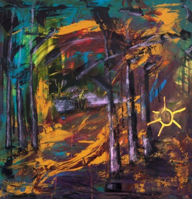 Картина под названием "Черный лес" - Художник 77r, Подлинное произведение искусства, Масло