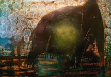 Картина под названием "Ночной странник" - Художник 77r, Подлинное произведение искусства, Масло