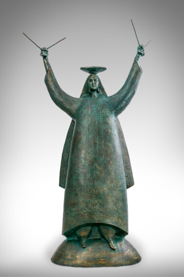 Sculpture intitulée "national dance" par Khurshed Husenov, Œuvre d'art originale, Bronze
