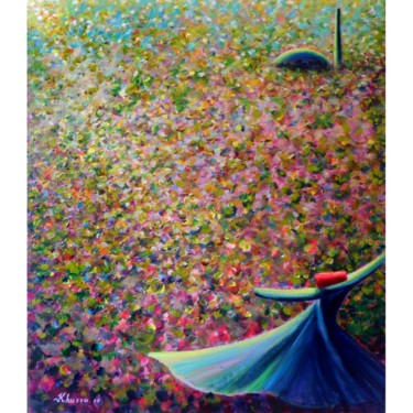 Painting titled "Rainbow Themed Whir…" by Khusro Subzwari, Original Artwork, Acrylic