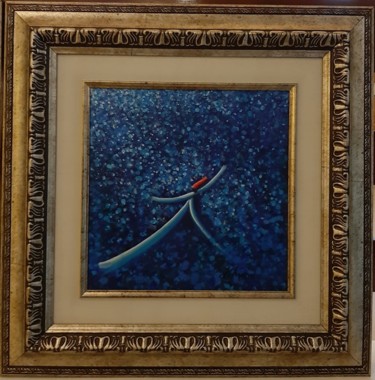 Painting titled "Blue Whirling Dervi…" by Khusro Subzwari, Original Artwork, Acrylic