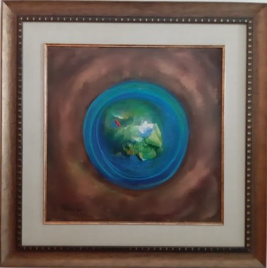 Painting titled "Brown Blue Aerial V…" by Khusro Subzwari, Original Artwork, Acrylic