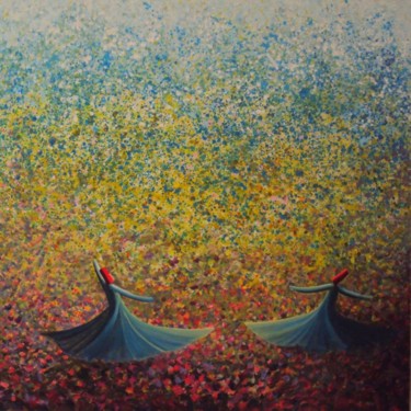 Painting titled "Garden Theme 2 Whir…" by Khusro Subzwari, Original Artwork, Acrylic