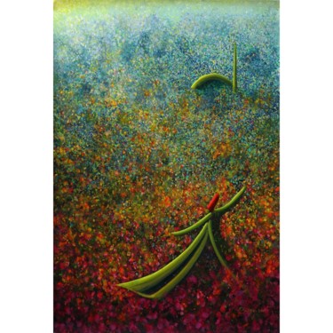 Painting titled "Blue Red Green Whir…" by Khusro Subzwari, Original Artwork, Acrylic