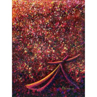 Картина под названием "Maroon Red Whirling…" - Khusro Subzwari, Подлинное произведение искусства, Акрил