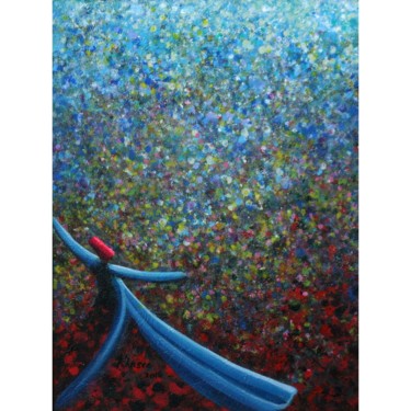 Painting titled "Blue Whirling Dervi…" by Khusro Subzwari, Original Artwork, Acrylic