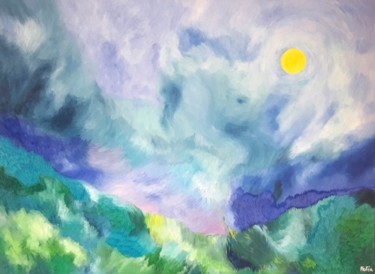 Pintura intitulada "oiseau ciel" por Marie-Eve Kia, Obras de arte originais, Óleo