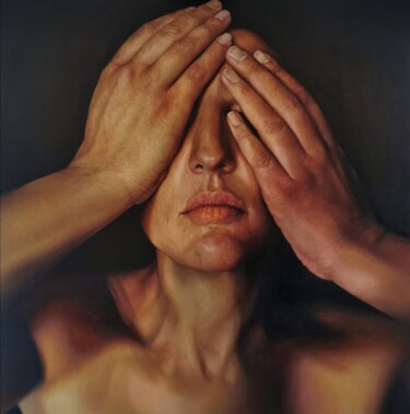 Malarstwo zatytułowany „See No Evil” autorstwa Kiara Peelman, Oryginalna praca, Olej Zamontowany na Drewniana rama noszy