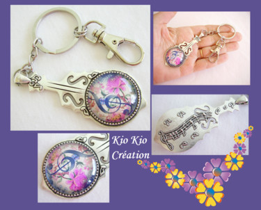 Création porte clés,musique florale,multicolore Design intitulée "Création porte clés…" par Kio Kio, Œuvre d'art originale, Bijoux