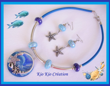 Création océane,parure bijou,bleu outre mer Design intitulée "Création océane,par…" par Kio Kio, Œuvre d'art originale, Bijoux
