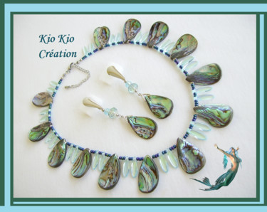 Création,parure bijou océane,nacre abalone arc en ciel Design intitulée "Création,parure bij…" par Kio Kio, Œuvre d'art originale, Bijoux