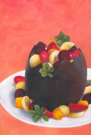Painting titled "Macedonia Egg" by Kiauart, Original Artwork, Oil