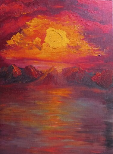 Painting titled "The Crimson Arizona" by Mansour Aglyamov, Original Artwork, Oil