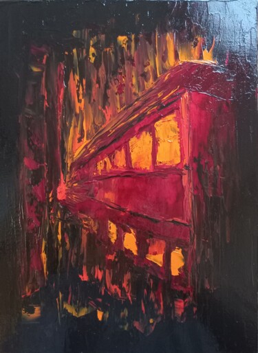 Pintura titulada "Mrs Red Express Tra…" por Mansour Aglyamov, Obra de arte original, Oleo