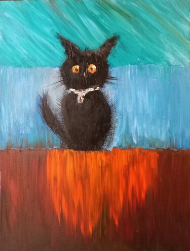 Painting titled "The Cat Day" by Mansour Aglyamov, Original Artwork, Oil