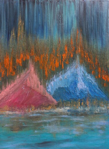 Malerei mit dem Titel "Orange Lights" von Mansour Aglyamov, Original-Kunstwerk, Öl