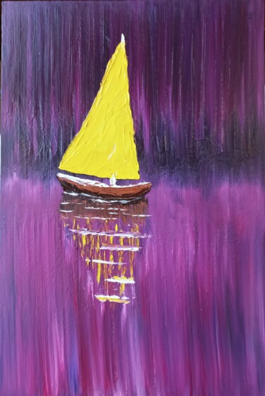 Malerei mit dem Titel "Yellow Sail" von Mansour Aglyamov, Original-Kunstwerk, Öl