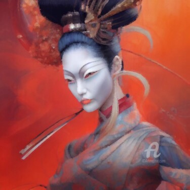 Цифровое искусство под названием "Geisha II" - Kibo Design, Подлинное произведение искусства, Цифровая живопись