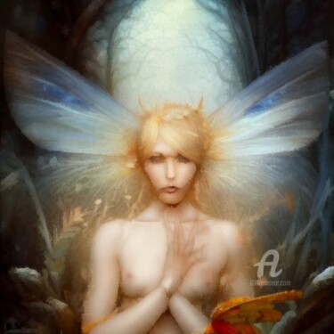 Digital Arts titled "Dragonfly woman" by Kibo Design, Original Artwork, Digital Painting