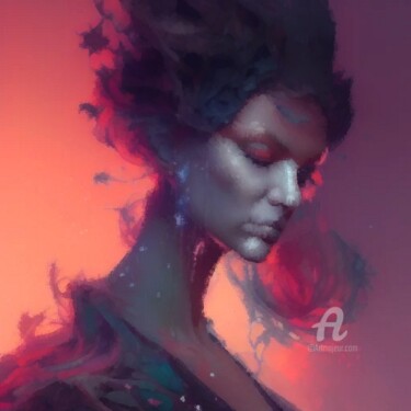 Digital Arts titled "Lady at sunset" by Kibo Design, Original Artwork, Digital Painting