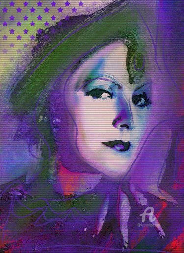 Digitale Kunst mit dem Titel "Greta Garbo" von Kibo Design, Original-Kunstwerk, 2D digitale Arbeit