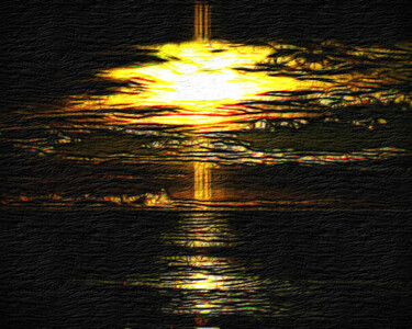 Arte digitale intitolato "Рассвет на океане" da Bez Zvuka, Opera d'arte originale, Lavoro digitale 2D