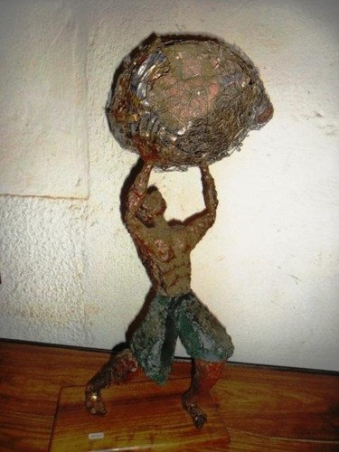 Sculpture titled "L'HOMME ET LA NATURE" by Kienou, Original Artwork, Metals