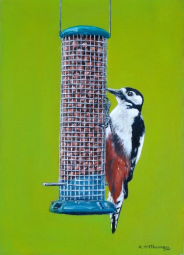 Pittura intitolato "woodpecker.jpg" da Kieran Mcelhinney, Opera d'arte originale, Olio