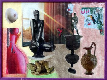 Collages titled "Ode à la femme" by Kifran Art Singulier, Original Artwork, Collages Mounted on Glass